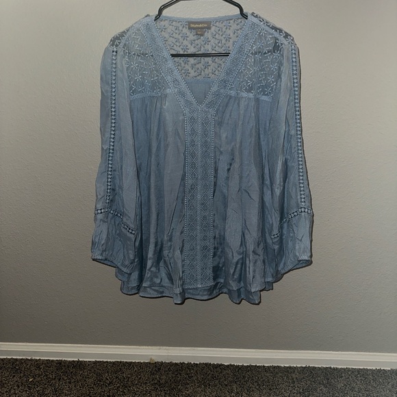 Style & Co. Tops - Style & Co. Light Blue Lace Blouse
